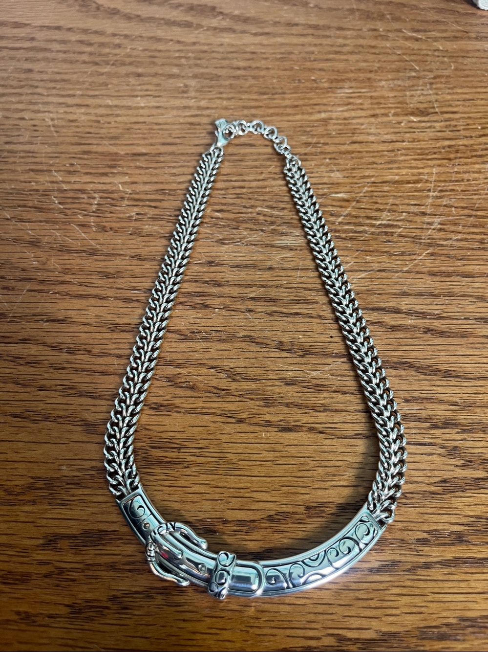 Brighton “buckle” necklace in silver tone